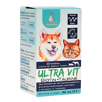 Вітамінно-мінеральний комплекс ModeS Ultra Vit Biotin + Taurine для котів та собак з біотином та тауріном, 140 таб по 0.5 г