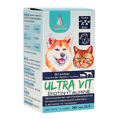 Вітамінно-мінеральний комплекс ModeS Ultra Vit Biotin + Taurine для котів та собак з біотином та тауріном
