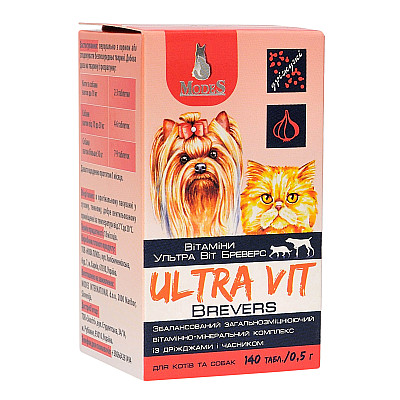 Вітамінно-мінеральний комплекс ModeS Ultra Vit Brewers для котів та собак з дріжджями та часником