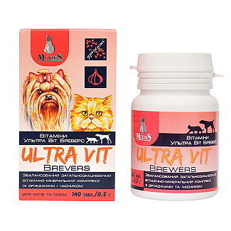 Вітамінно-мінеральний комплекс ModeS Ultra Vit Brewers для котів та собак з дріжджями та часником, 140 таб по 0.5 г
