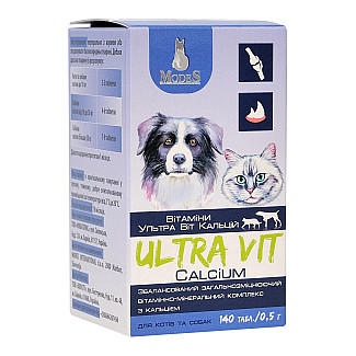 Вітамінно-мінеральний комплекс ModeS Ultra Vit Calcium для котів та собак з кальцієм, 140 таб по 0.5 г