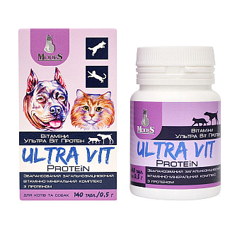 Вітамінно-мінеральний комплекс ModeS Ultra Vit Protein для котів та собак з протеїном, 140 таб по 0.5 г