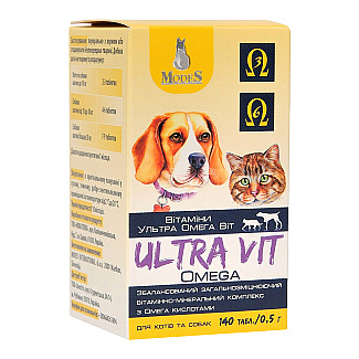 Вітамінно-мінеральний комплекс ModeS Ultra Omega Vit для котів та собак, 140 таб по 0.5 г