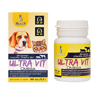 Вітамінно-мінеральний комплекс ModeS Ultra Omega Vit для котів та собак, 140 таб по 0.5 г
