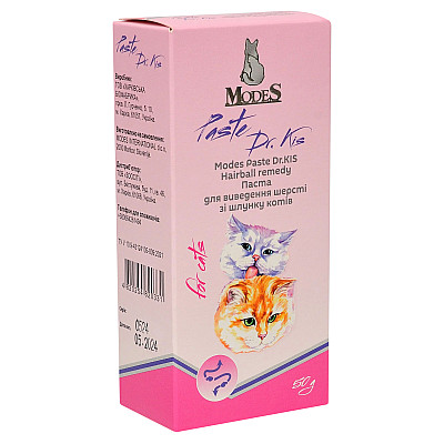 Паста для котів та собак Modes Dr.KIS Hairball для виведення шерсті зі шлунку