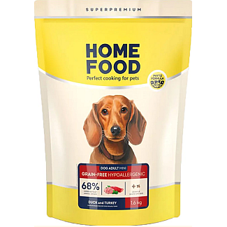 Сухий корм для собак малих порід Home Food (Хоум Фуд) DOG ADULT MINI Беззерновий гіпоалергенний з качкою та індичкою, 1.6 кг