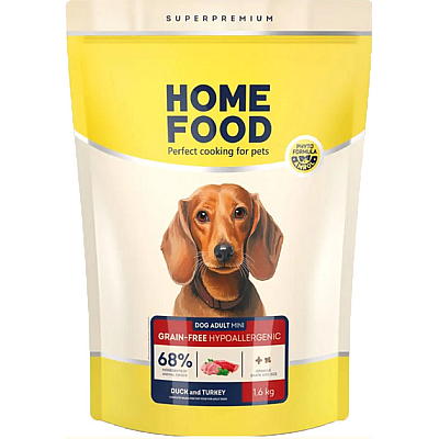Сухий корм для собак малих порід Home Food (Хоум Фуд) DOG ADULT MINI Беззерновий гіпоалергенний з качкою та індичкою