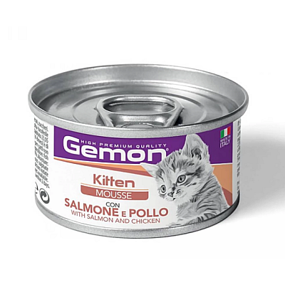 Консерви Gemon Cat Wet Kitten мʼясний мус для кошенят, лосось та курка
