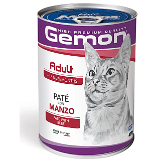 Вологий корм для дорослих котів  Gemon (Джемон) Gemon Cat з яловичиною, 400 г