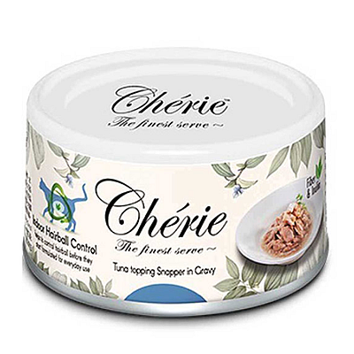 Вологий корм Cherie Hairball Control Tuna Snapper для котів з тунцем та луціаном у соусі для контролю утворення грудочок шерсті
