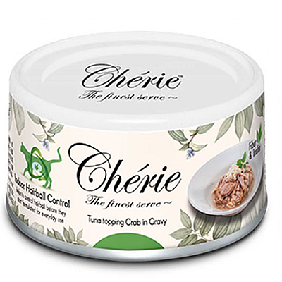 Вологий корм Cherie Hairball Control для котів з тунцем та крабом у соусі для контролю утворення грудочок шерсті
