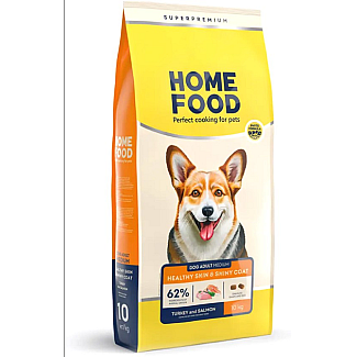 Сухий корм для собак середніх порід Home Food (Хоум Фуд) DOG ADULT MEDIUM Здорова шкіра та блиск шерсті «Індичка та лосось», 10 кг