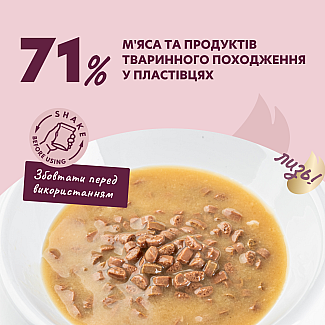 Додатковий консервований корм для дорослих собак DELICKCIOUS™ "Пластівці з індичкою та тропічними фруктами у вершковому соусі", 80 г