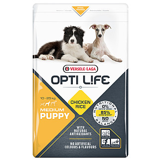 Сухий суперпреміум корм для цуценят середніх порід Opti Life Puppy Medium курка, 2.5кг