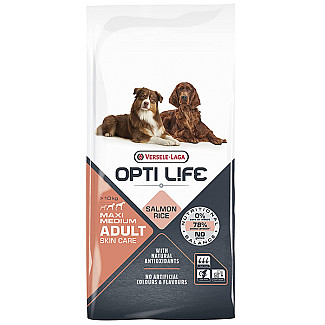 Сухий суперпреміум корм для собак середніх і великих порід Opti Life Adult Skin CareMedium & Maxi лосось, 12.5кг