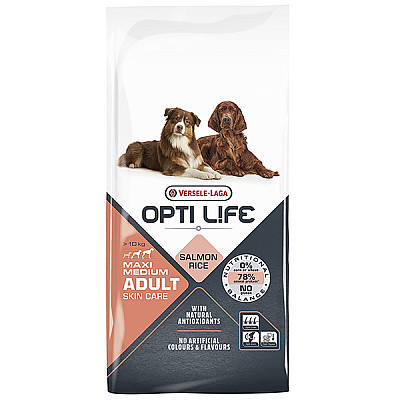 Сухий суперпреміум корм для собак середніх і великих порід Opti Life Adult Skin CareMedium & Maxi лосось