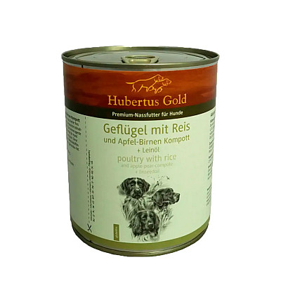 Консерва для собак Hubertus Gold Geflügel Reis, птах та рис з яблуком та грушею