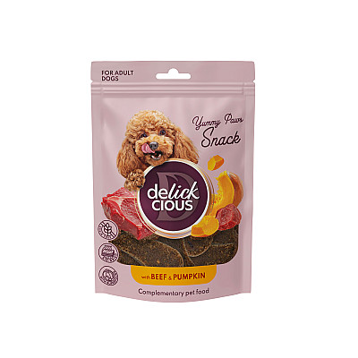 Сушеные снеки Delickcious с говядиной и тыквой, дополнительный корм для собак