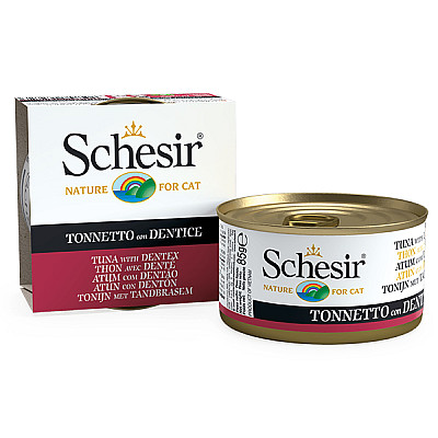 Натуральні консерви для котів Schesir Tuna with Dentex Шезір тунець з зубаном в желе