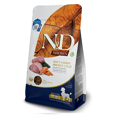 Farmina (Фарміна) N&D Grain Free BROWN ADULT MINI для собак дрібних порід з коричневою шерстю з ягням, спіруліною та морквою