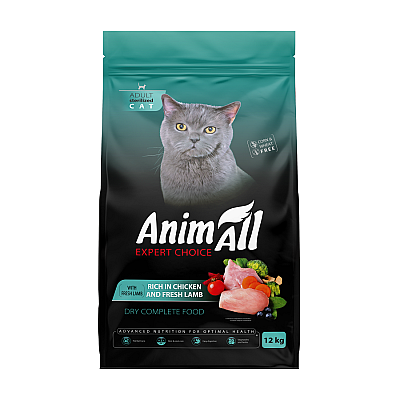 Сухий корм AnimAll для стерилізованих котів, з куркою та свіжою ягнятиною