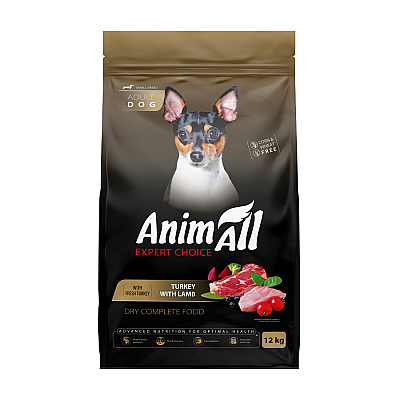 Сухий корм AnimAll для дорослих собак малих порід, зі свіжою індичкою та ягням