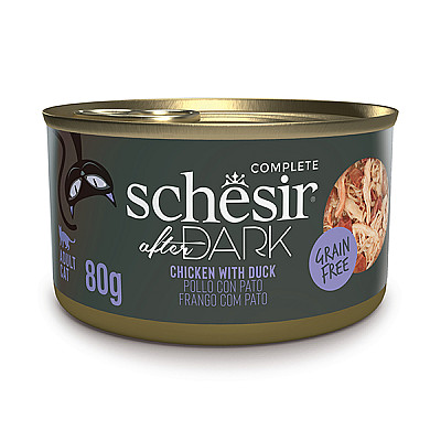 Натуральні консерви для котів Schesir After Dark Chicken With Duck Шезір курка з качкою в бульйоні
