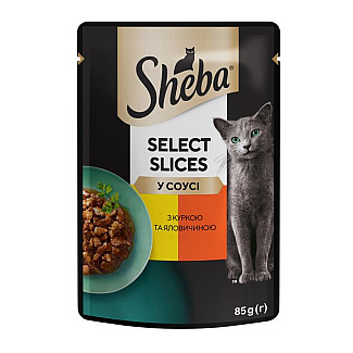 Влажный корм для кошек Sheba Select Slices с курицей и говядиной в соусе, 85 г
