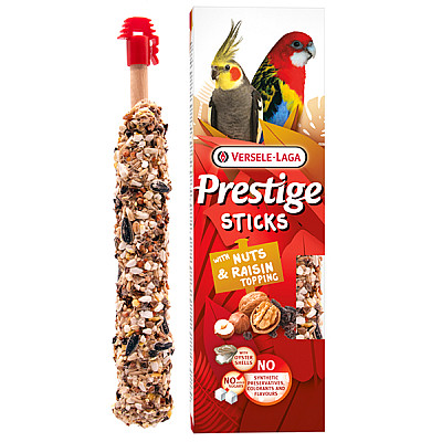 Versele-Laga Prestige Sticks Parrots Nuts & Raisin topping ВЕРСЕЛЕ-ЛАГА ПРЕСТИЖ ГОРІХИ ТА РОДЗИНКИ ласощі для середніх і великих папуг