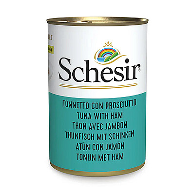 Натуральні консерви для котів Schesir Tuna with Ham Шезір тунецб з шинкою в бульйоні