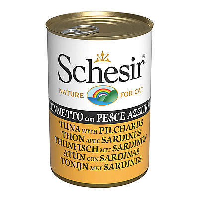 Натуральні консерви для котів в желе Schesir Tuna with Pilchards Шезір тунець з сардиною