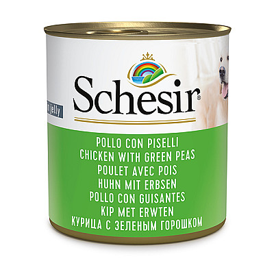 Натуральні консерви для собак Schesir Chicken With Green Peas Шезір курка з зеленим горошком в желе