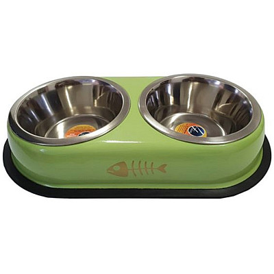 Миска для собак 4DOG DELUXE сталь двойная, 2 х 0