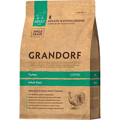 Сухий корм для дорослих собак великих порід Grandorf DOG ADULT MAXI Turkey з індичкою
