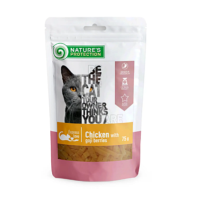 Ласощі для котів Nature's Protection snack for cats with chicken and goji berries снеки з курки з ягодами годжі