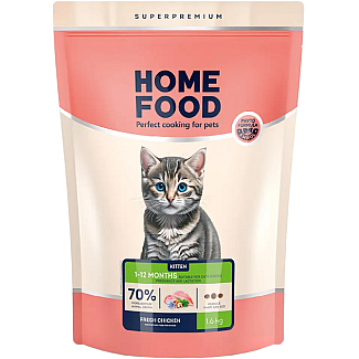 Сухий корм для кошенят Home Food (Хоум Фуд) KITTEN «Свіжа курка», 1.6 кг
