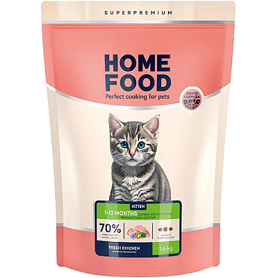 Сухий корм для кошенят Home Food (Хоум Фуд) KITTEN «Свіжа курка»