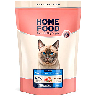 Сухий корм для кішок Home Food (Хоум Фуд) CAT ADULT Гіпоалергенний «Морський коктейль» підходить для кастрованих/стерилізованих, 1.6 кг