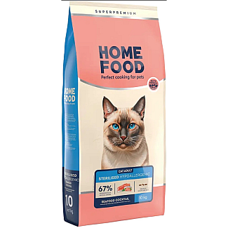 Сухий корм для кішок Home Food (Хоум Фуд) CAT ADULT Гіпоалергенний «Морський коктейль» підходить для кастрованих/стерилізованих, 10 кг