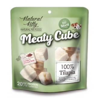Natural Kitty Meaty Cube 100% ласощі для котів та собак у вигляді кубиків, тілапія, 60г