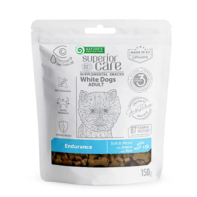 Ласощі з протеїном комах і рисом для дорослих собак усіх порід Nature's Protection Superior Care White Dogs Endurance