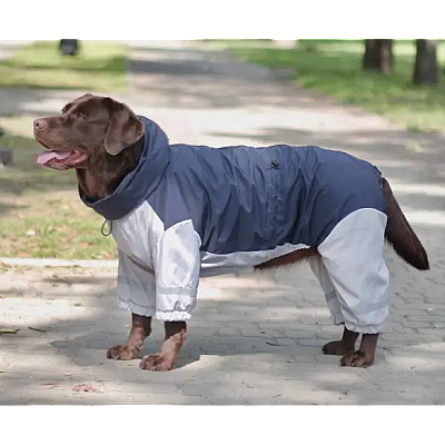 Дощовик для великих собак Dogs Bomba синiй з сiрим