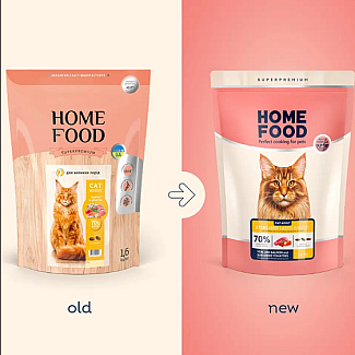 Сухий корм для кішок Home Food (Хоум Фуд) CAT ADULT «Телятина з лососем та в’яленими томатами» для стерилізованих котів великих порід, 1.6 кг