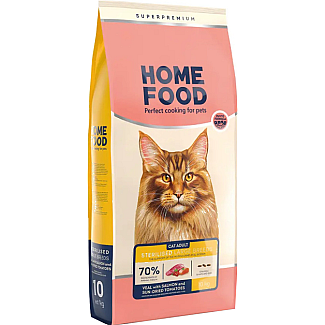 Сухий корм для кішок Home Food (Хоум Фуд) CAT ADULT «Телятина з лососем та в’яленими томатами» для стерилізованих котів великих порід, 10 кг