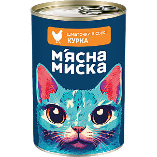 Влажный корм для взрослых кошек Мясная миска кусочки в соусе с курицей, 415 г