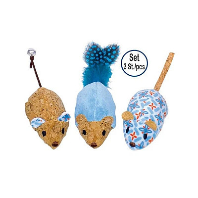 Nobby Игрушка для кошек Плюшевые мыши с кошачьей мятой голубые 3шт