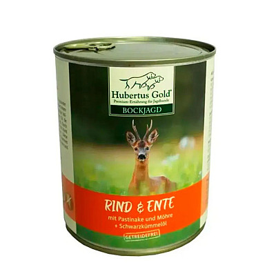 Консерви для собак Hubertus Gold Rind & Ente, яловичина та качка з пастернаком, морквою та олією чорного кмину