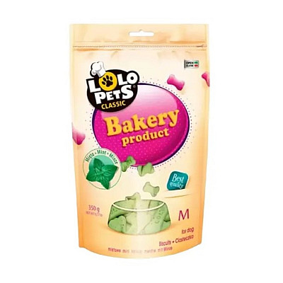 Ласощі для собак "Lolo Pets" бісквітне печиво кісточки м'ятні "M"