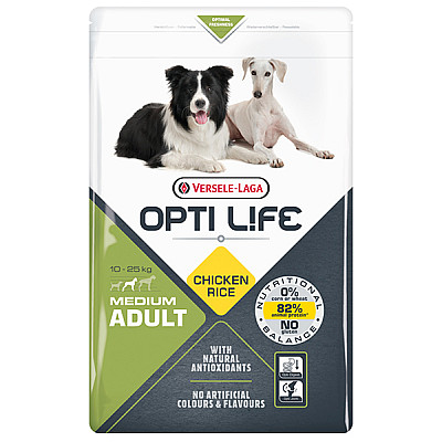 Сухий суперпреміум корм для собак середніх порід Opti Life Adult Medium курка