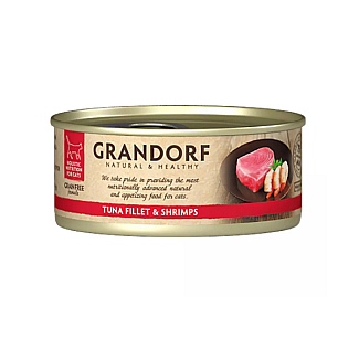 Вологий корм для котів Grandorf TUNA FILLET & SHRIMPS філе тунця з креветками, 70 г